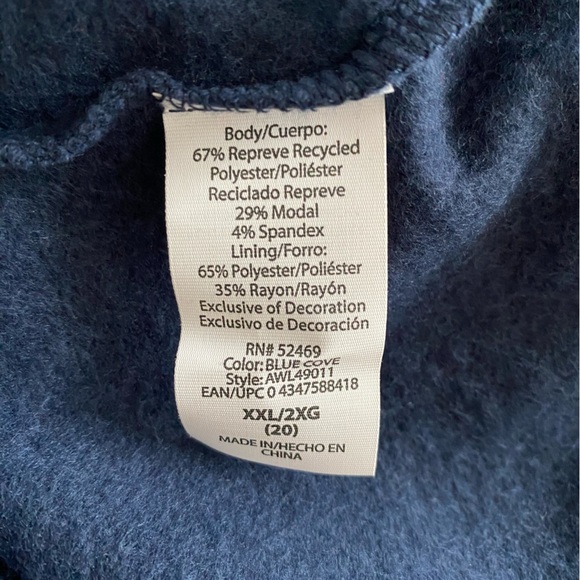 Athletic Works Athleisure Navy Soft Fleece Hoodie NWT Size XXL - Picture 8 of 10